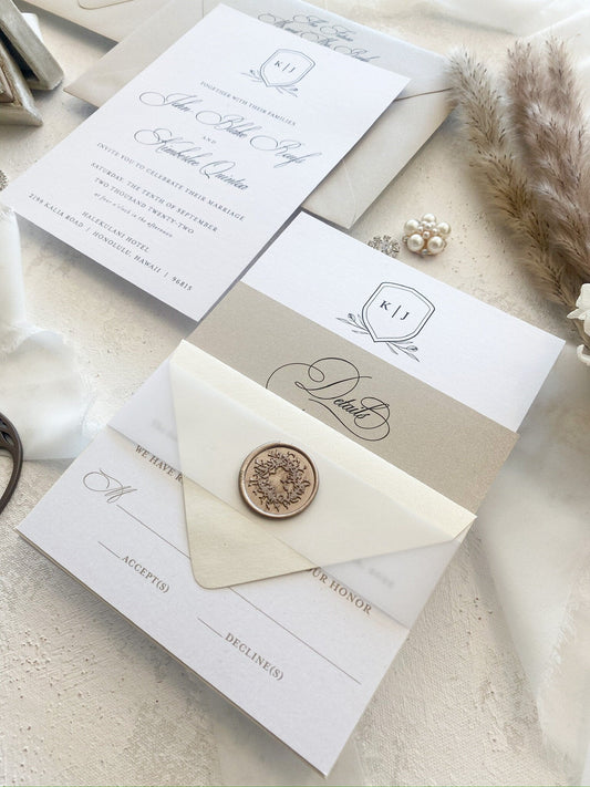 Ivory Wedding Invitations Wedding Invites  |  Style 15