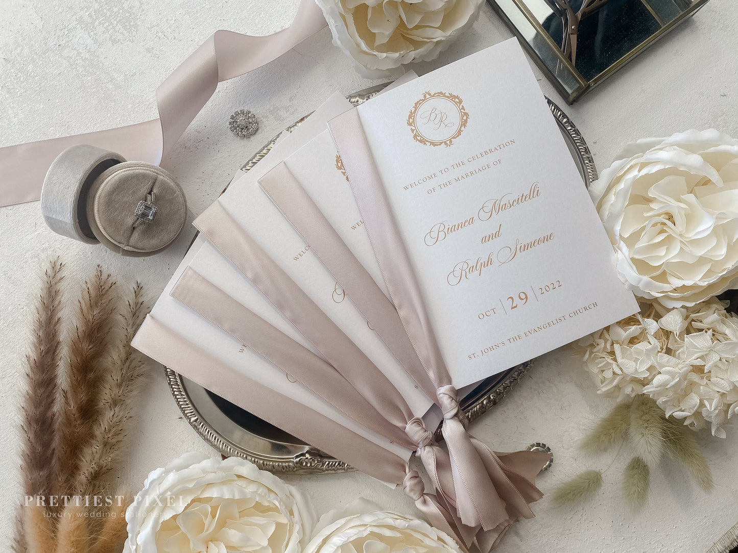 Champagne Wedding Programs  | wedding programs  |  ceremony program  |  programs -  Style 106 |  SET OF 10