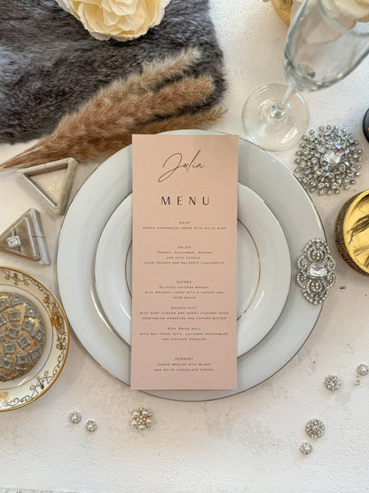 Bling and Glam Wedding Menu | long reception menu | dinner menu | table menu |  Style 145  |  SET OF 10