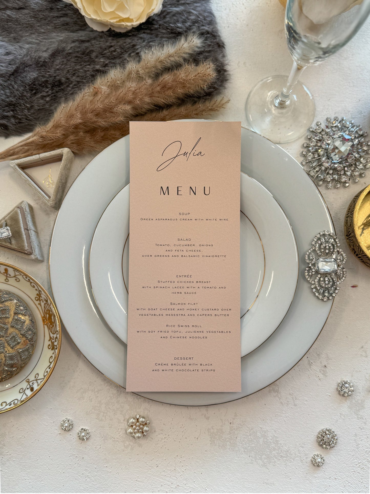 Bling and Glam Wedding Menu | long reception menu | dinner menu | table menu |  Style 145  |  SET OF 10