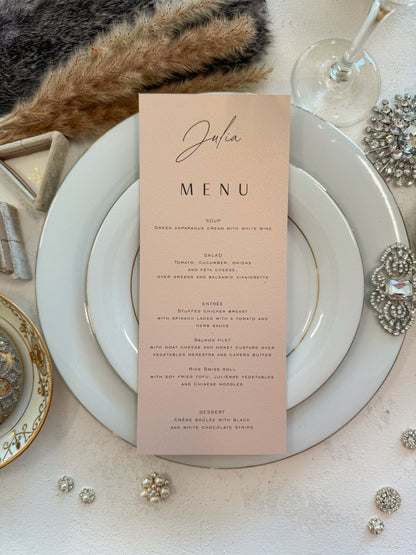 Bling and Glam Wedding Menu | long reception menu | dinner menu | table menu |  Style 145  |  SET OF 10