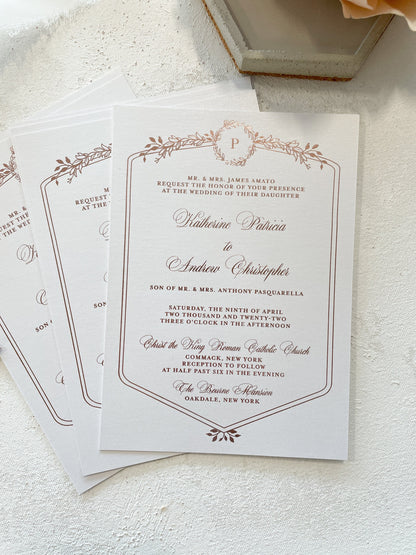 Rose Gold Foil on Shimmer White Wedding Invitation 105# Cardstock - Style 149