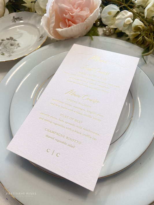 Pink Wedding Menus with foil  | Any color Style 45