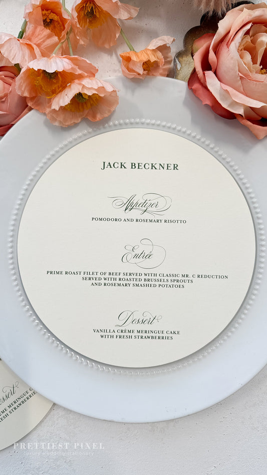 Round Circular Wedding Menu | Style 183