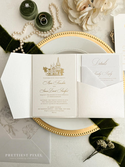 Luxury Gold Foil Wedding Invitation |  Formal Wedding Style 289