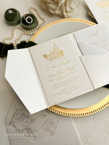 Luxury Gold Foil Wedding Invitation |  Formal Wedding Style 289