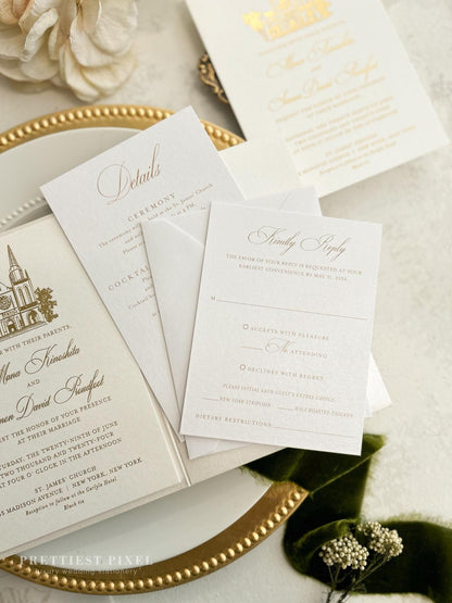 Luxury Gold Foil Wedding Invitation |  Formal Wedding Style 289