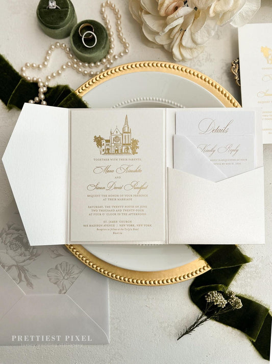 Luxury Gold Foil Wedding Invitation |  Formal Wedding Style 289