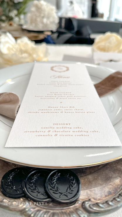 Wedding Menu | reception menu | dinner menu | table menu |  Style 106   |  SET OF 10