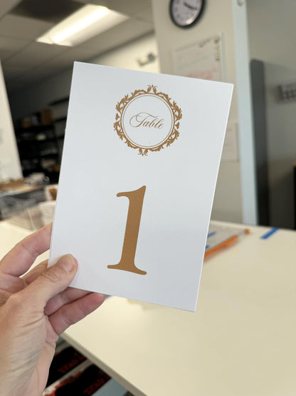 Wedding Table Numbers - Printed 5x7 Cards in Set Style 106