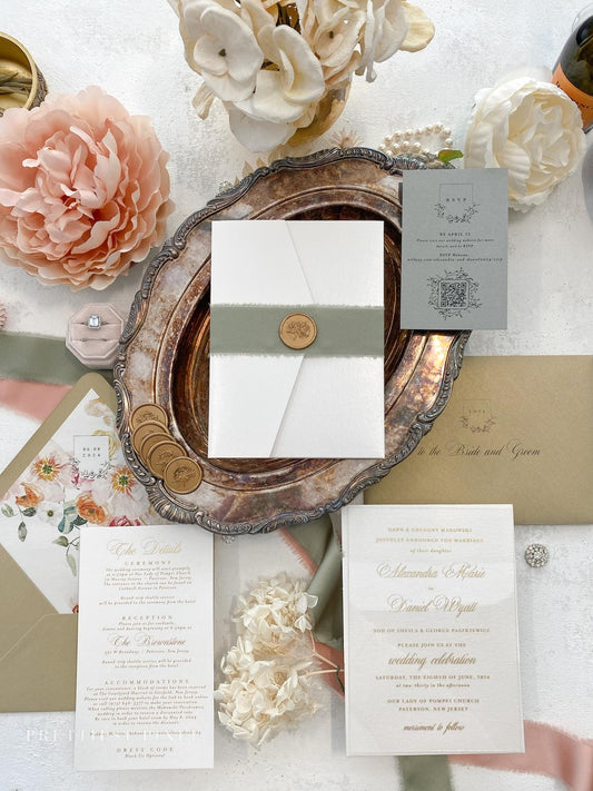Elegant Wedding Invitation | Acrylic Card |  Custom Invitations | Invitation Card | Elegant Invitations   - Style 286 - Option 3a