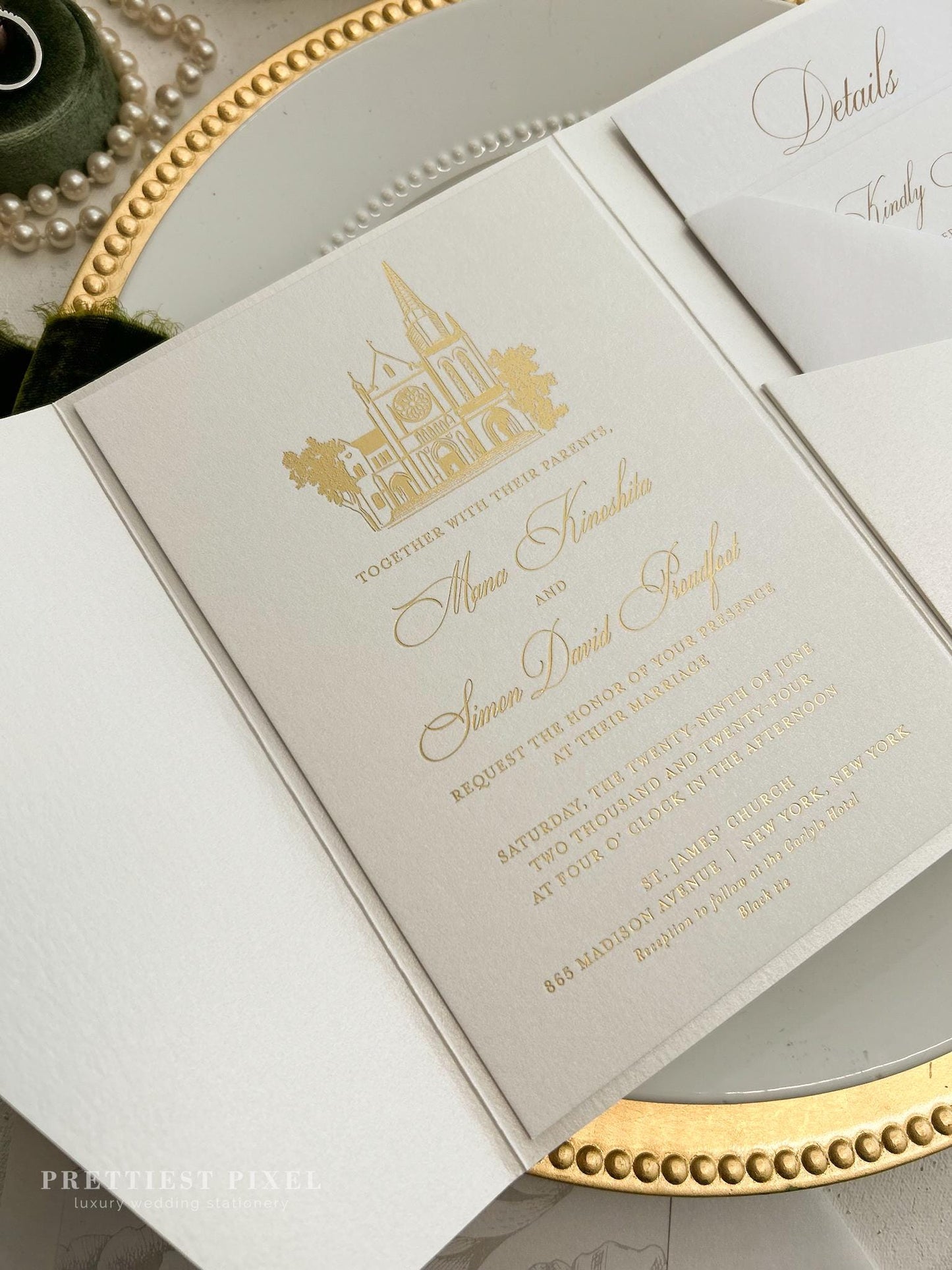 Luxury Gold Foil Wedding Invitation |  Formal Wedding Style 289