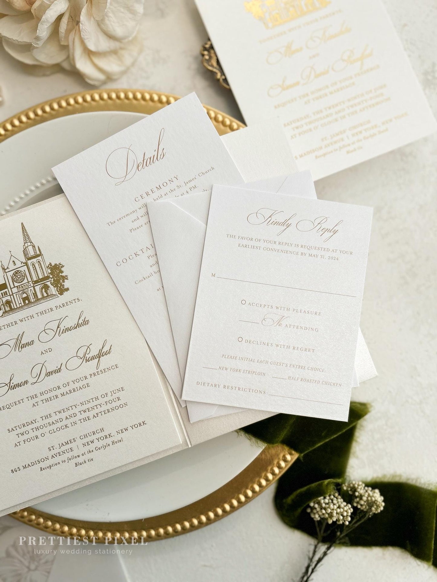 Luxury Gold Foil Wedding Invitation |  Formal Wedding Style 289