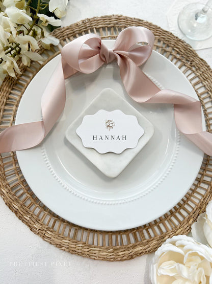 Wavey Oval Place Cards | Elegant Die-Cut Name Cards Name Tags - Style 333