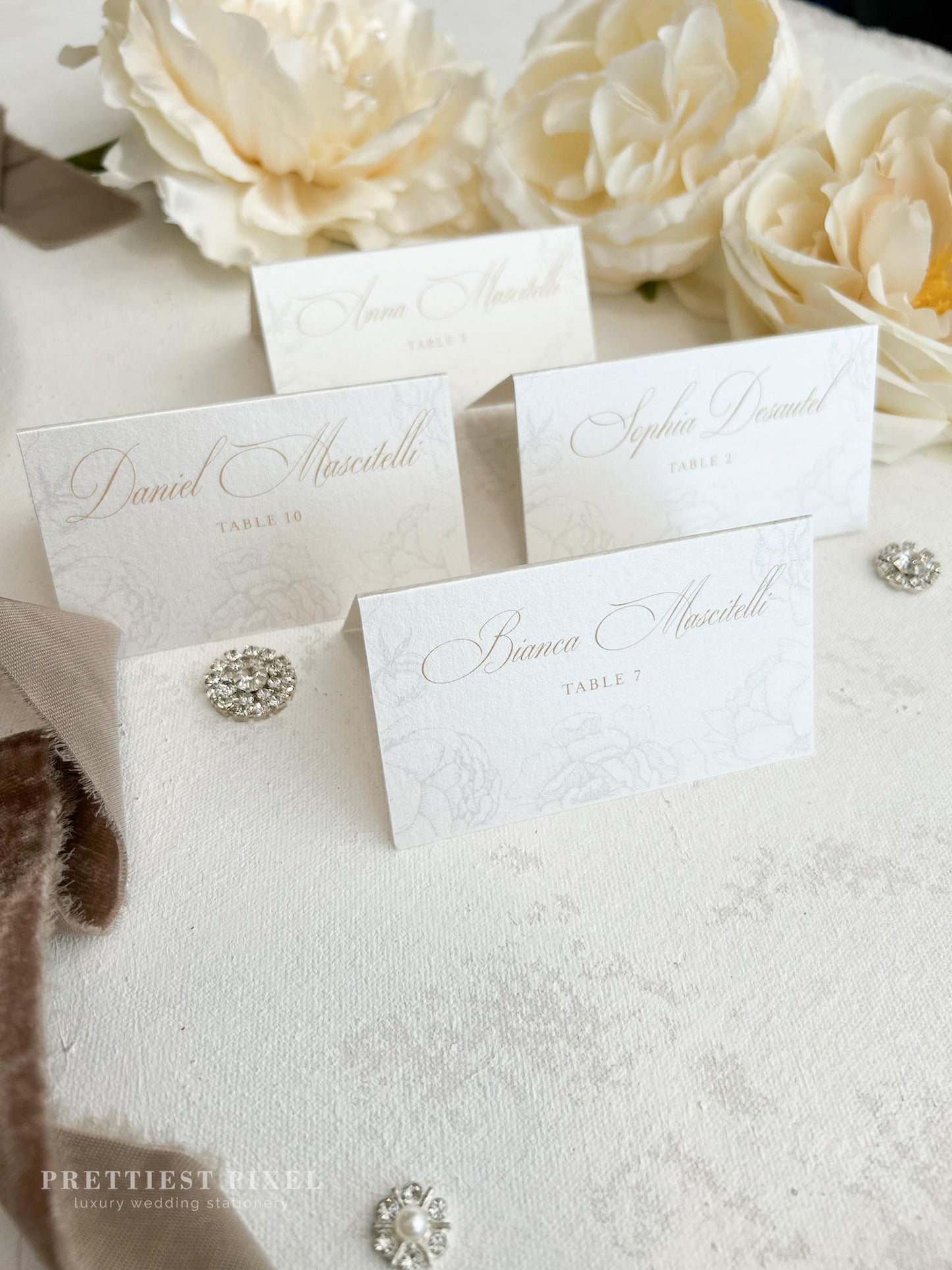 Wedding Folded Place Cards | Sets of 10 | Wedding Name Cards Name Tags - Style 777