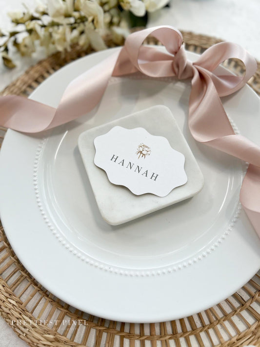 Wavey Oval Place Cards | Elegant Die-Cut Name Cards Name Tags - Style 333