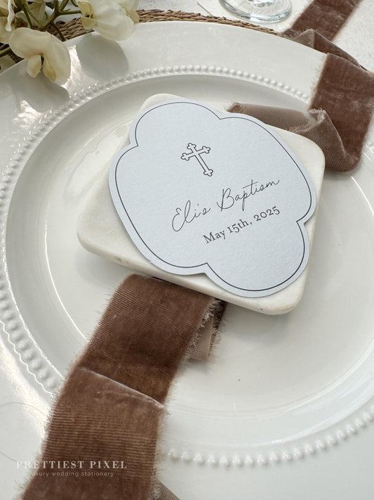 Baptism Decorations Tags or Place Cards Religious Cross | Elegant Die-Cut Tags - Style 284