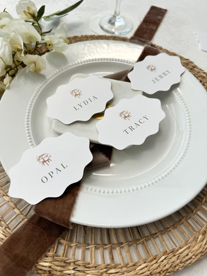 Wavey Oval Place Cards | Elegant Die-Cut Name Cards Name Tags - Style 333