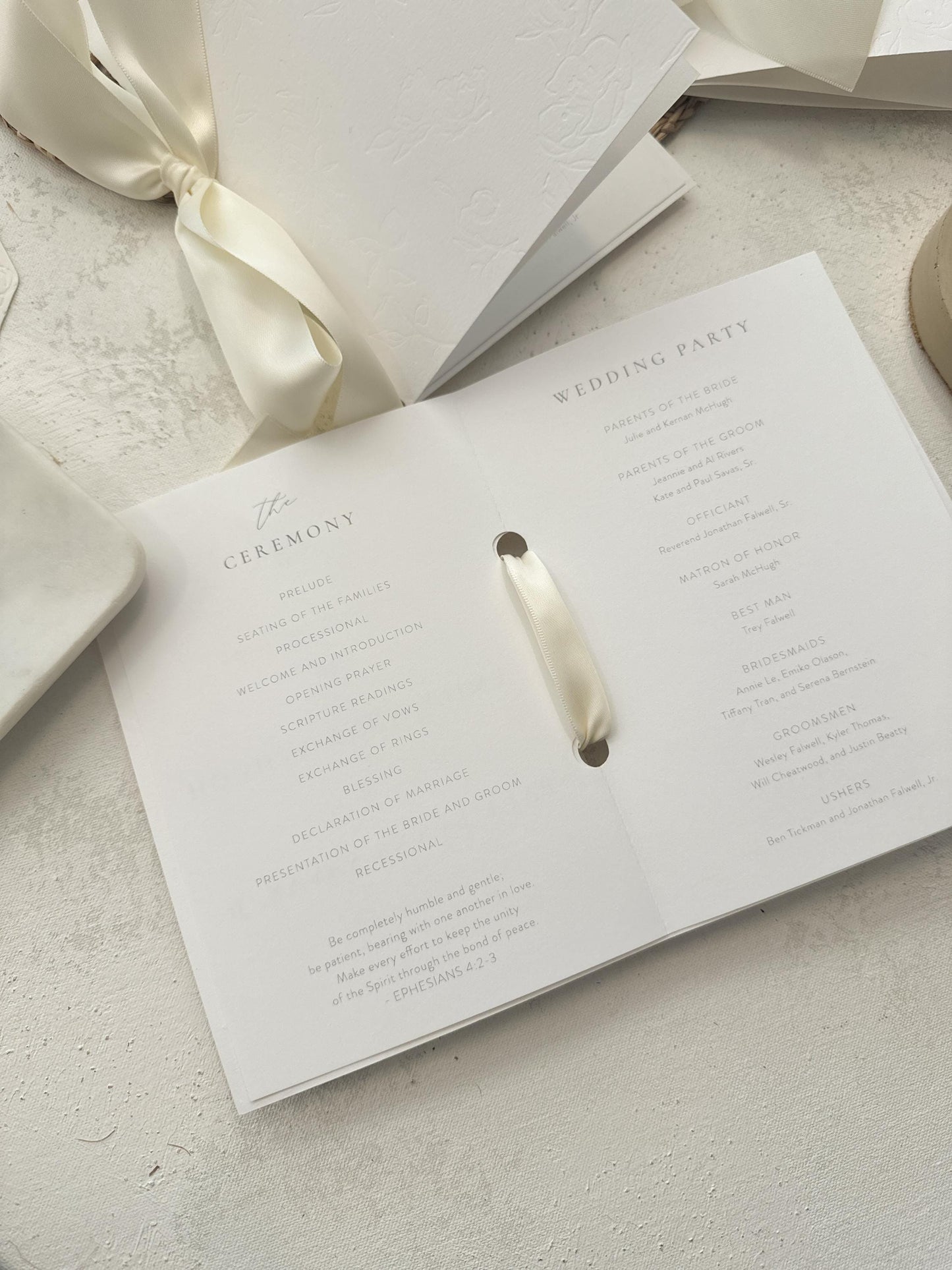 Blind Deboss Wedding Programs  | Style 71 and Style 777