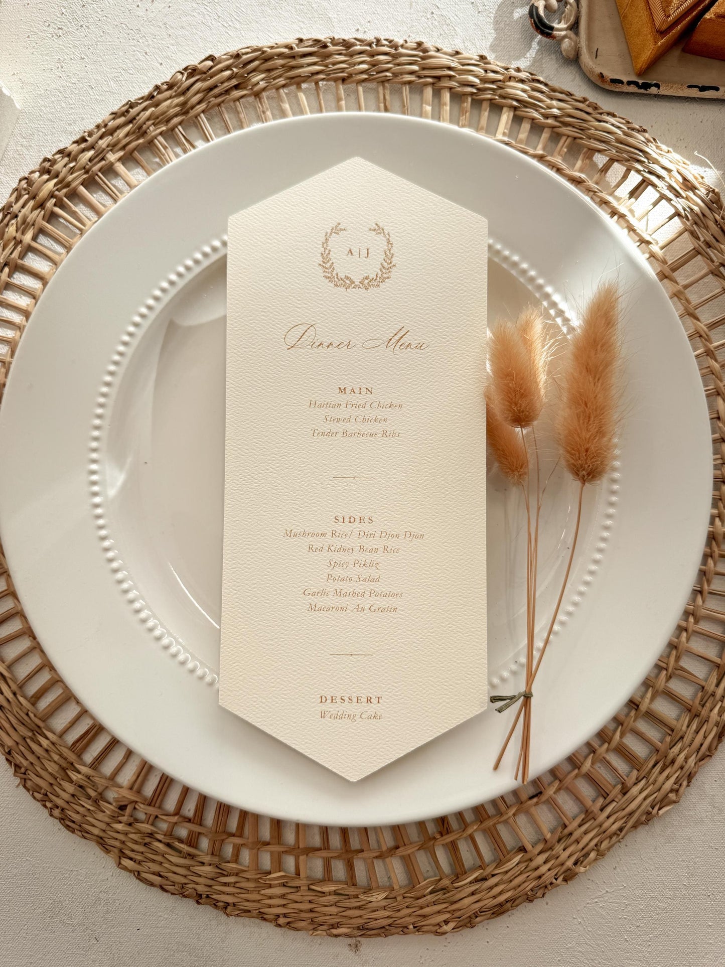 Wedding Menus Style 124 felt