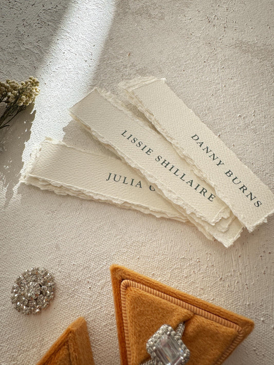 Ivory Deckle Edge Name Tags or Place Cards | Style 220