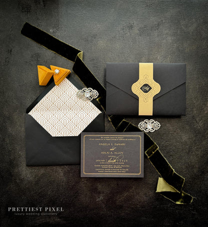 Black and Gold Art Deco Invitations |  Style 12