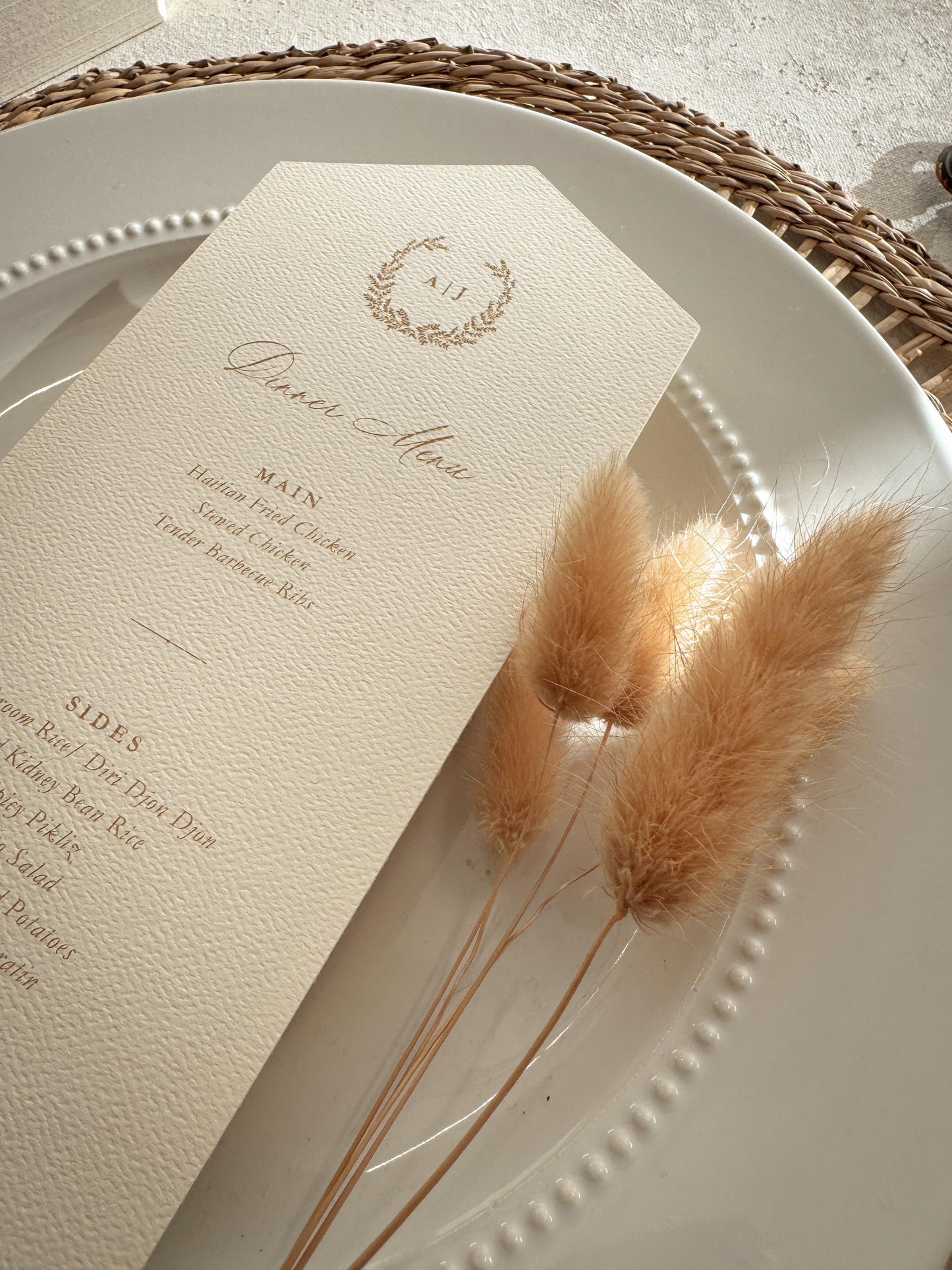 Wedding Menus Style 124 felt