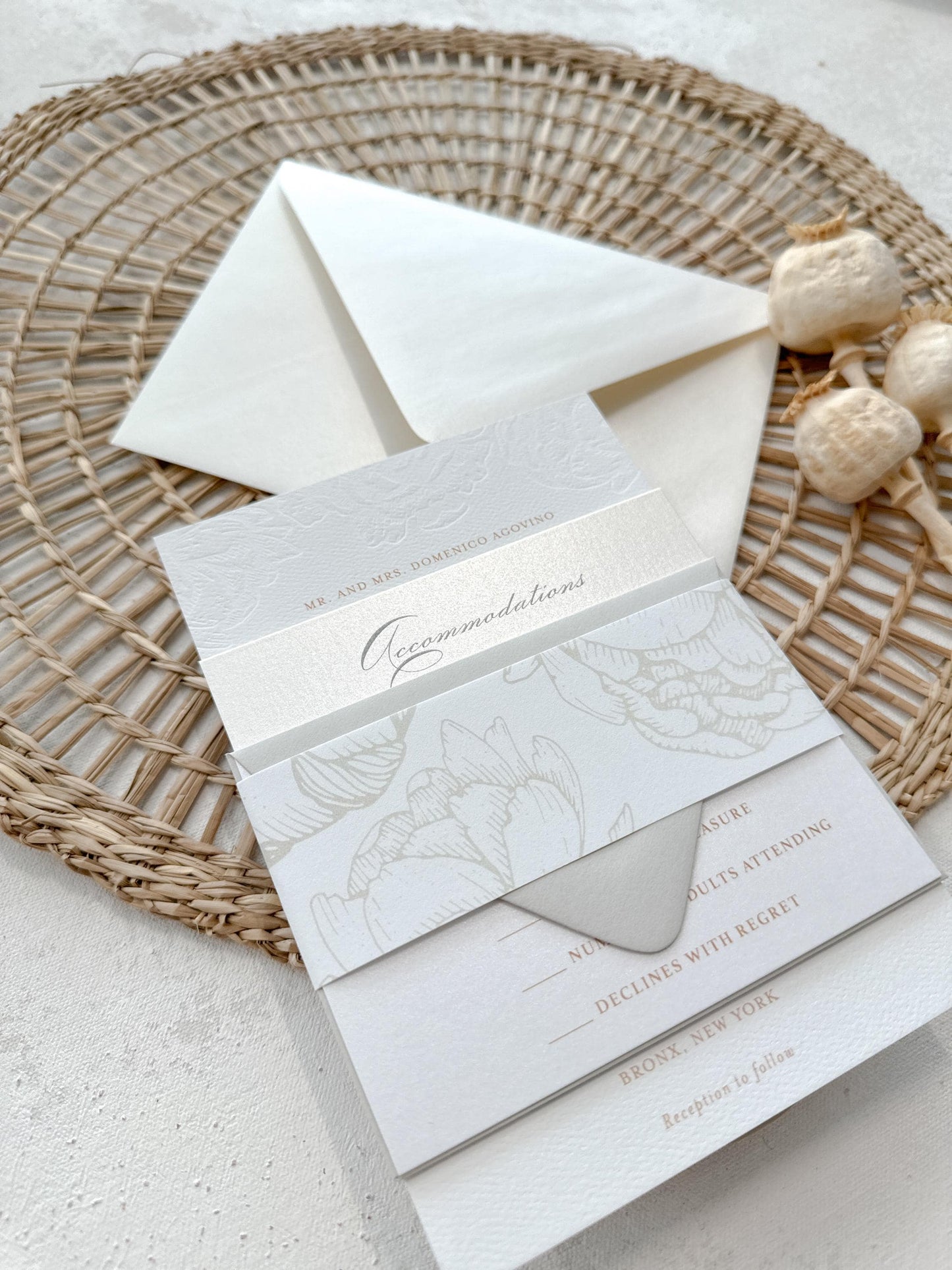 Blind Deboss Wedding Invitations | Neutrals  | Wedding Invitations - Style 777 Digital