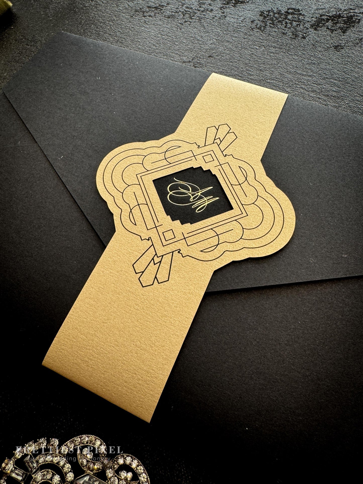 Black and Gold Art Deco Invitations |  Style 12