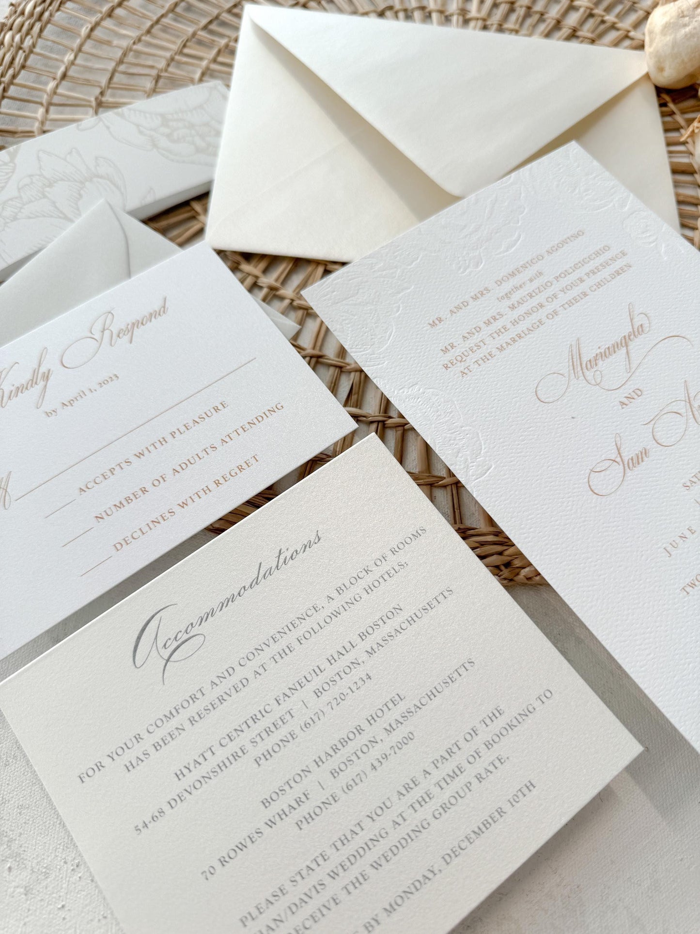 Blind Deboss Wedding Invitations | Neutrals  | Wedding Invitations - Style 777 Digital