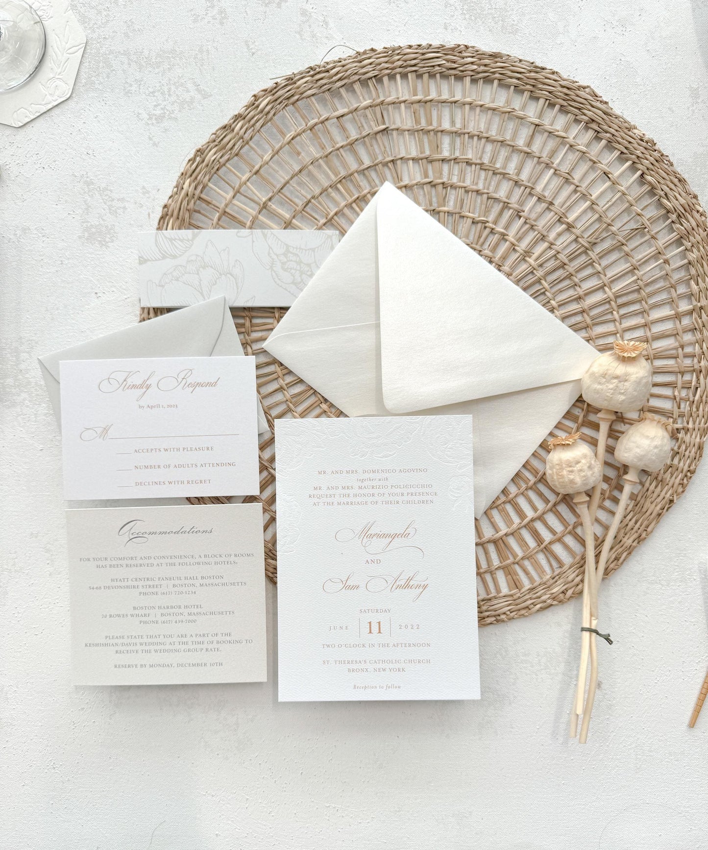 Blind Deboss Wedding Invitations | Neutrals  | Wedding Invitations - Style 777 Digital