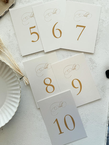 Wedding Table Number, Elegant Printed Cards | Shimmer Ivory Cardstock | 5x7