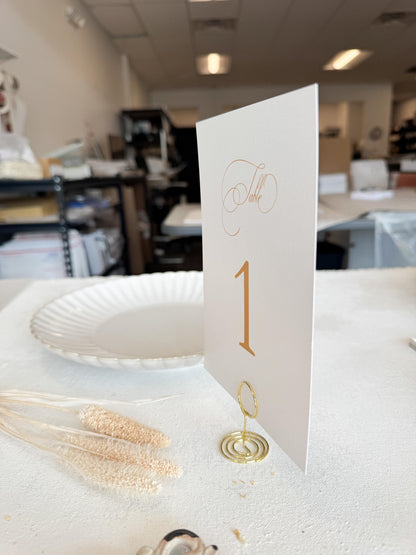 Wedding Table Number, Elegant Printed Cards | Shimmer Ivory Cardstock | 5x7