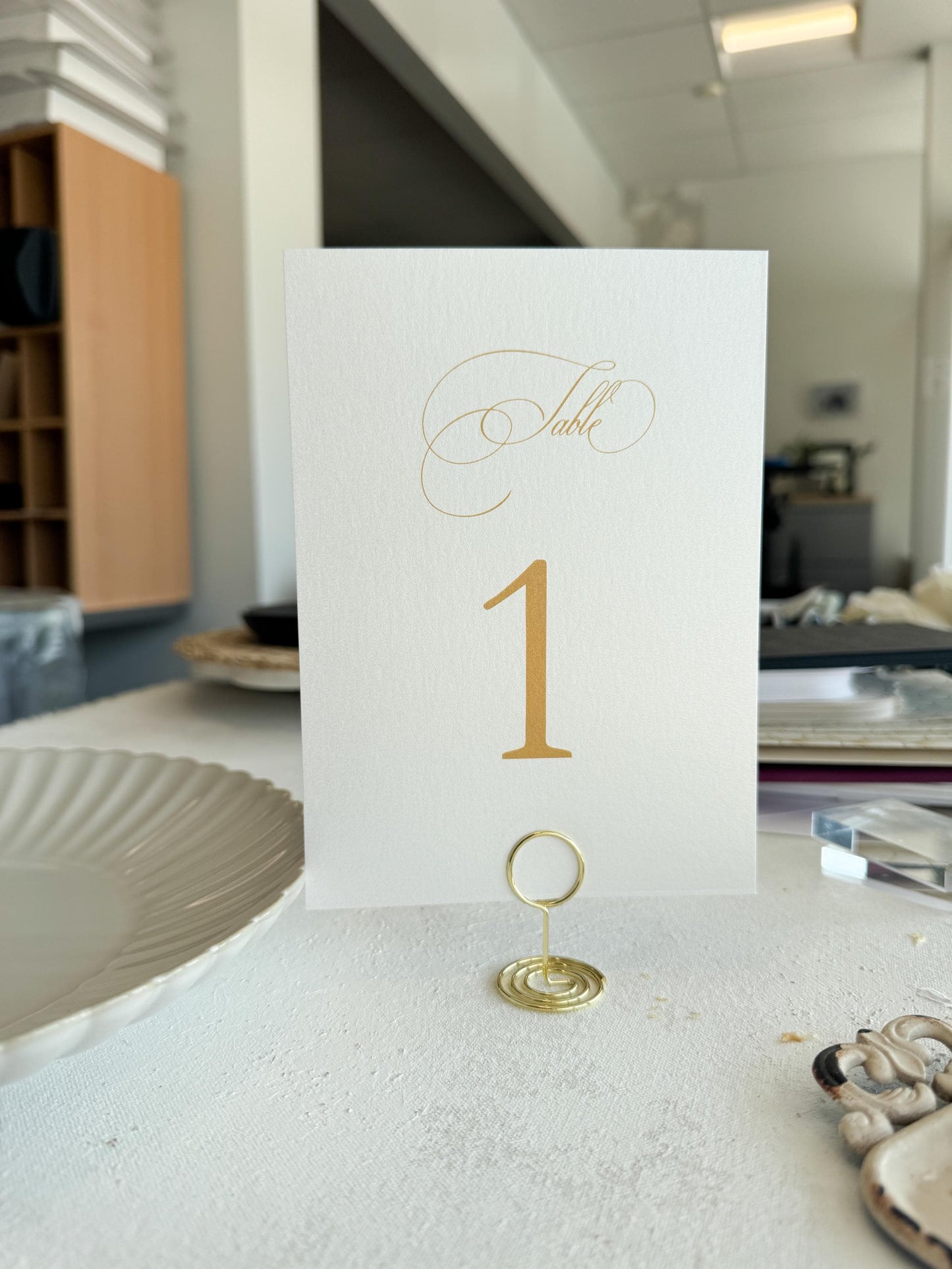 Wedding Table Number, Elegant Printed Cards | Shimmer Ivory Cardstock | 5x7