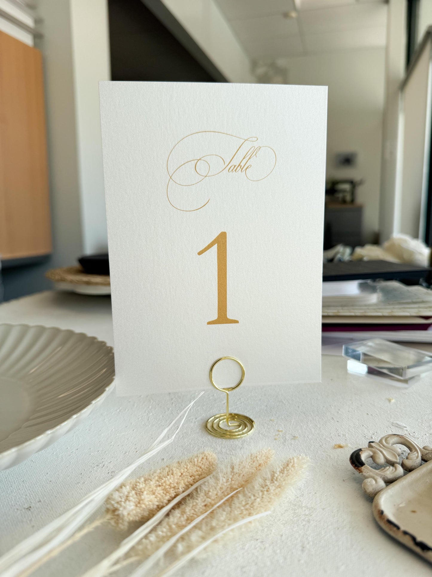 Wedding Table Number, Elegant Printed Cards | Shimmer Ivory Cardstock | 5x7