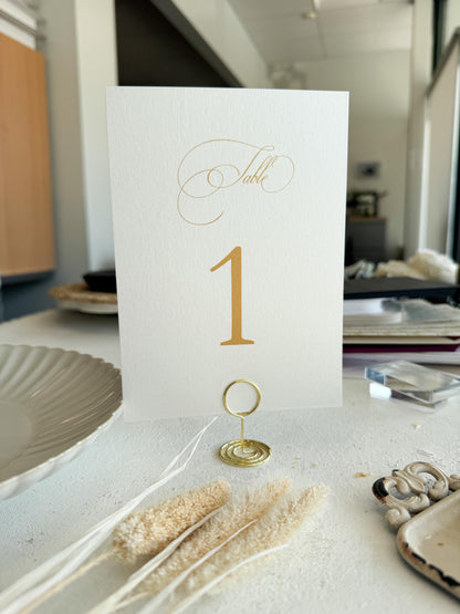 Wedding Table Number, Elegant Printed Cards | Shimmer Ivory Cardstock | 5x7