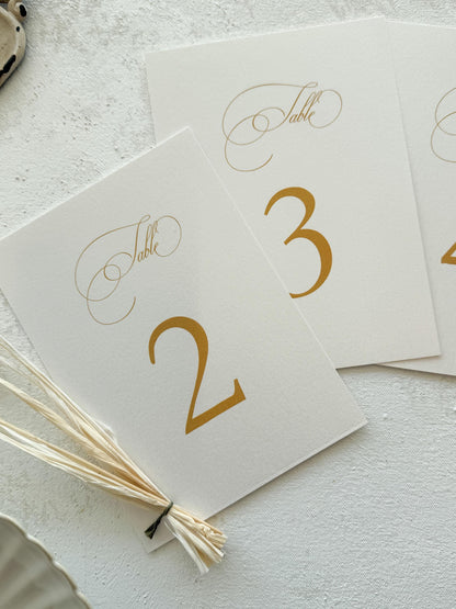 Wedding Table Number, Elegant Printed Cards | Shimmer Ivory Cardstock | 5x7
