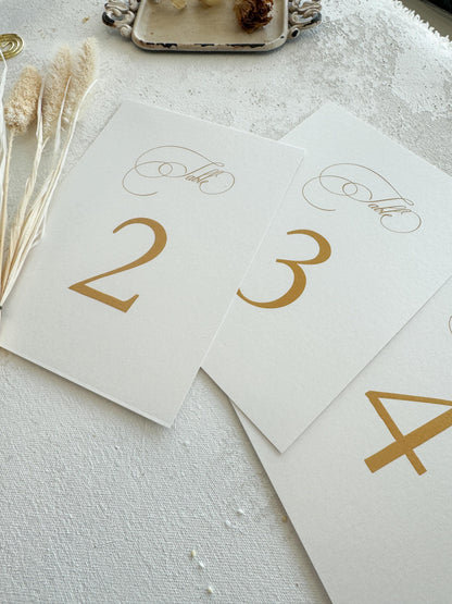 Wedding Table Number, Elegant Printed Cards | Shimmer Ivory Cardstock | 5x7