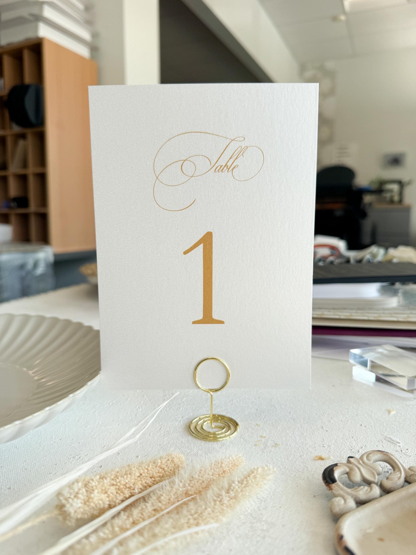 Wedding Table Number, Elegant Printed Cards | Shimmer Ivory Cardstock | 5x7
