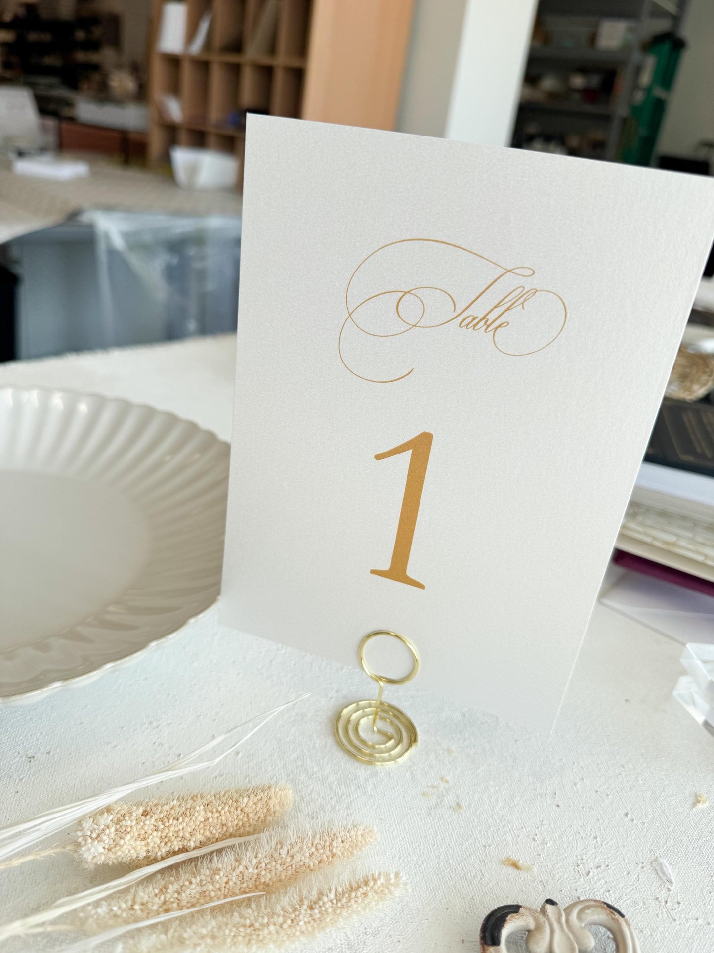 Wedding Table Number, Elegant Printed Cards | Shimmer Ivory Cardstock | 5x7