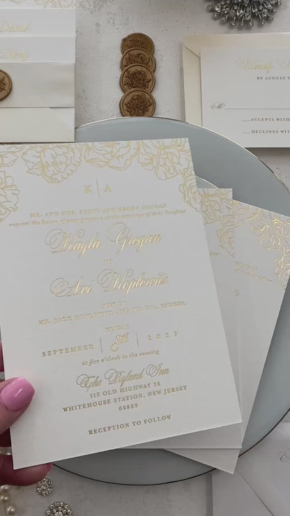 Premium Personalized Gold Foil Wedding Invitations | Style 185