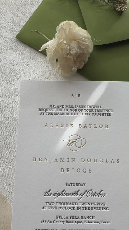 Elegant Letterpress Wedding Invitations with Foil | Style 1264
