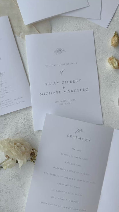 Folded Wedding Programs | Multipage Ceremony Order Program With Elegant Ivory Design Style 3277