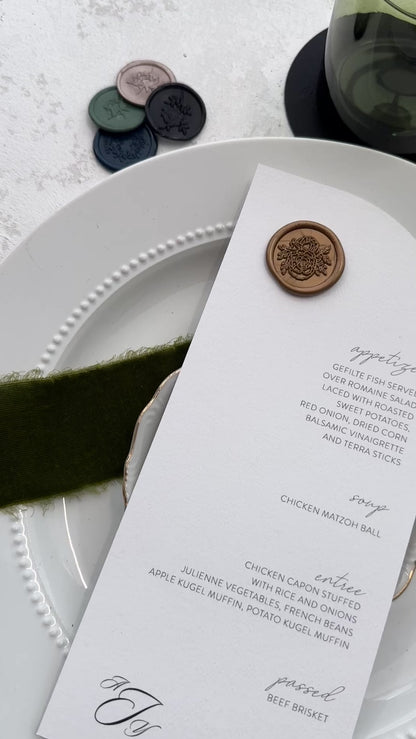 Half Arch Wedding Menu with Wax Seals | Style 241