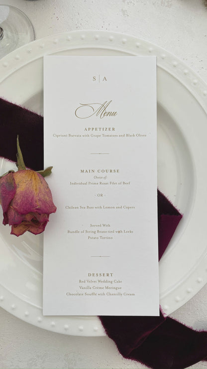 Classic Elegant Wedding Menu | Style 97