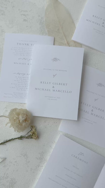 Folded Wedding Programs | Multipage Ceremony Order Program With Elegant Ivory Design Style 3277
