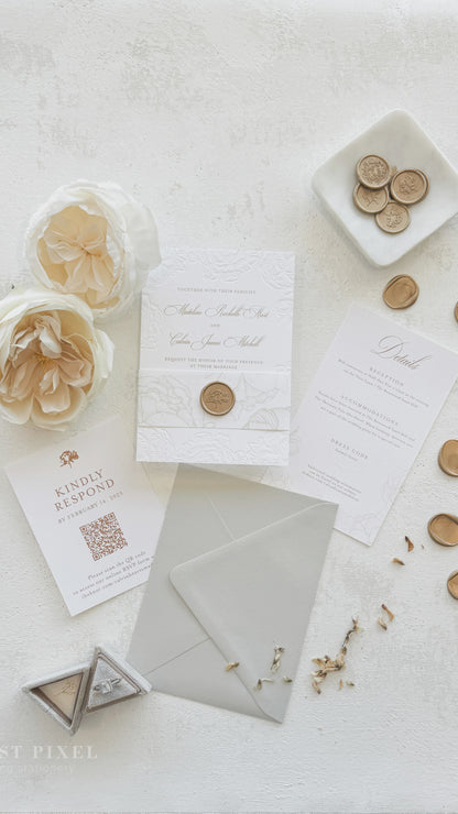 Letterpress Deboss Wedding Invitations | Style 999