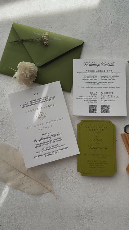 Elegant Letterpress Wedding Invitations with Foil | Style 1264