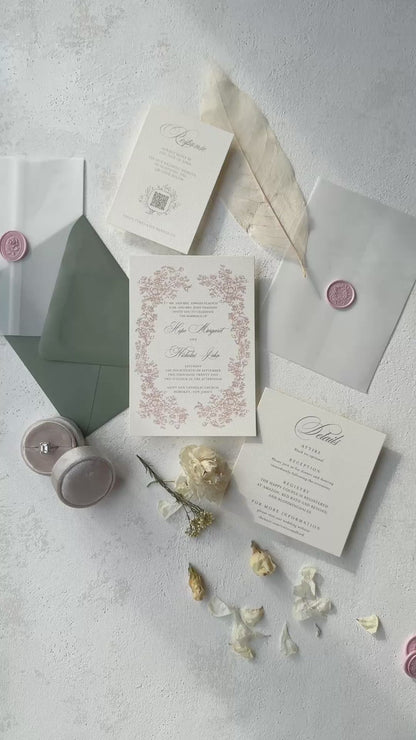 Digitally Printed Wedding Invitations – Elegant Invitation Suite with RSVP Card Included Style 97