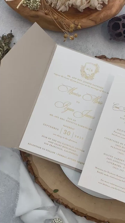 Pocket Wedding Invitations - Champagne Wedding Invites Collection Style 221